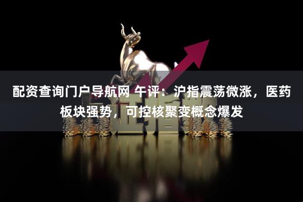 配资查询门户导航网 午评：沪指震荡微涨，医药板块强势，可控核聚变概念爆发