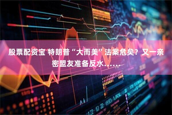 股票配资宝 特朗普“大而美”法案危矣？又一亲密盟友准备反水……